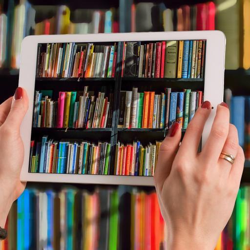 Tablet taking photo of books