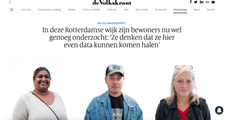 Front page of the Volkskrant article